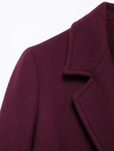 Women Burgundy Woolen Double Breasted Coat