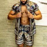 Men Hawaiian Floral Shorts Set