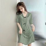 Women Oversized Pajama Dress Short Sleeve Loungewear