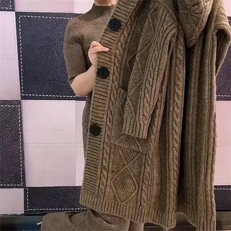 Women Twists Long Knit Cardigan