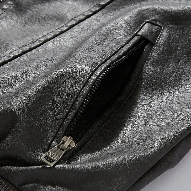 Men's Plus Size PU Motorcycle Suit – Fleece Jacket