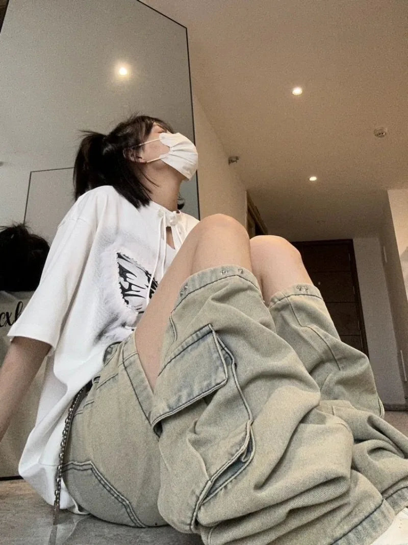 StreetMode™ – Detachable Wide Leg Jeans (Y2K Multi-Pocket Retro Style)