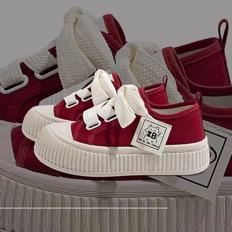 Women Canvas Shoes Soft Sole Lace Up Sneakers