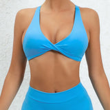 Women Twist Front Cross Back Sports Bra