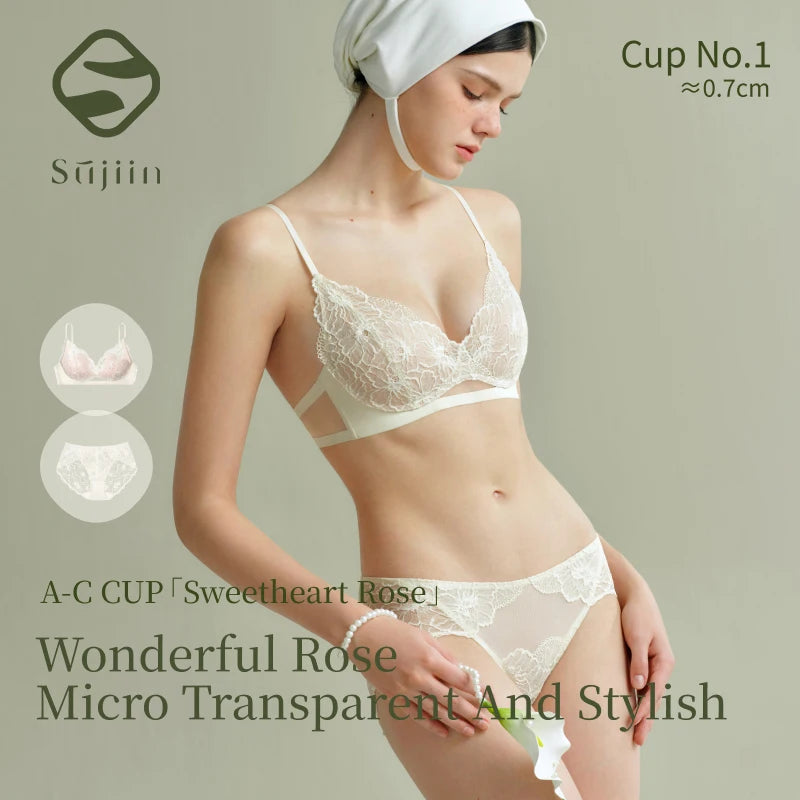 Women Wireless Lace Bra Set