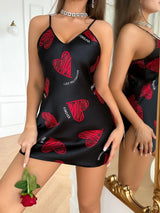 Women Satin Mini Slip Nightdress V-Neck Sleepwear