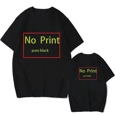 Black oversized t-shirt featuring bold 'No Print' text graphic, casual style for everyday wear.