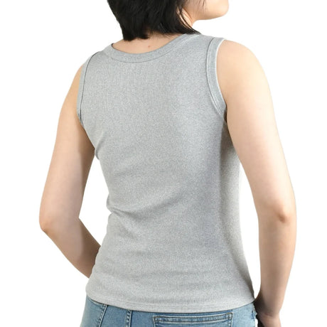 Back view of a gray anti-slip invisible cami for women, showcasing its lightweight and slimming design.