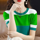 Women Ice Silk Knit T-Shirt