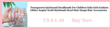 Transparent quicksand headbands for kids, featuring glitter sequins and teeth design, stylish hair accessories.