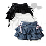 BowSpice™ – Kawaii Bow Denim Mini Skirt (Sexy Summer Gothic Look)