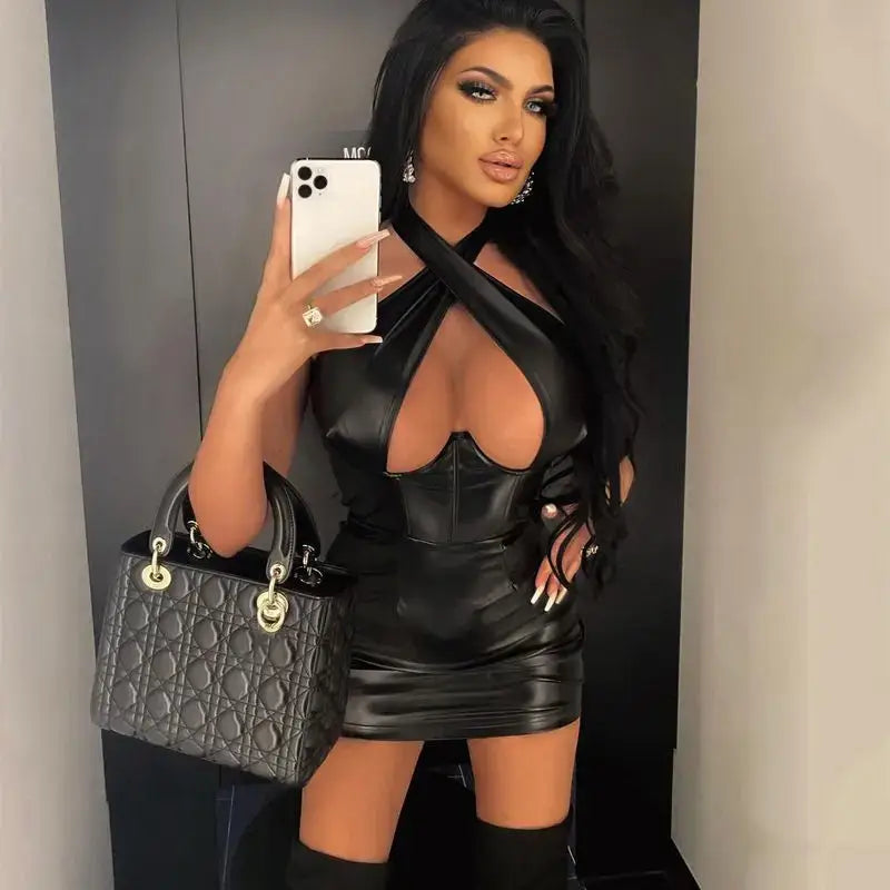 Spring Neck Sexy Bare Chest and Thin Hip Sleeveless Women's Dresses