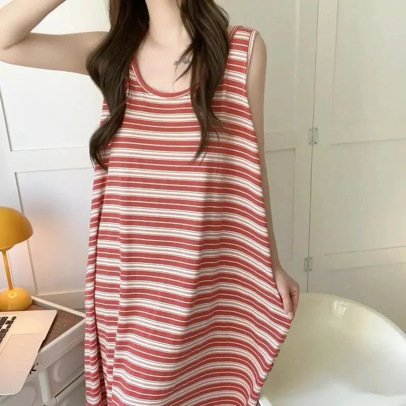 Women Striped Vest Plus Size Nightwear