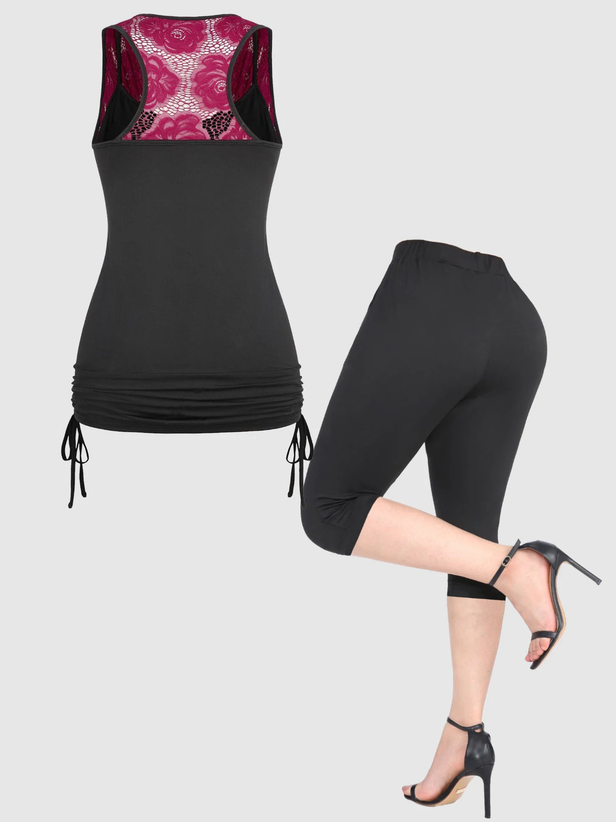 Plus Size Lace Ruched Pant Set