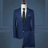 Men Slim Fit Tailored Business Suit