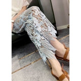 Women Floral Hollow Out Vintage Jeans