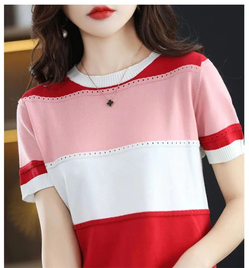 Women Ice Silk Knit T-Shirt
