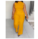 Plus Size Sleeveless Shirt Set