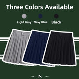 Women Pleated Midi College Skirt