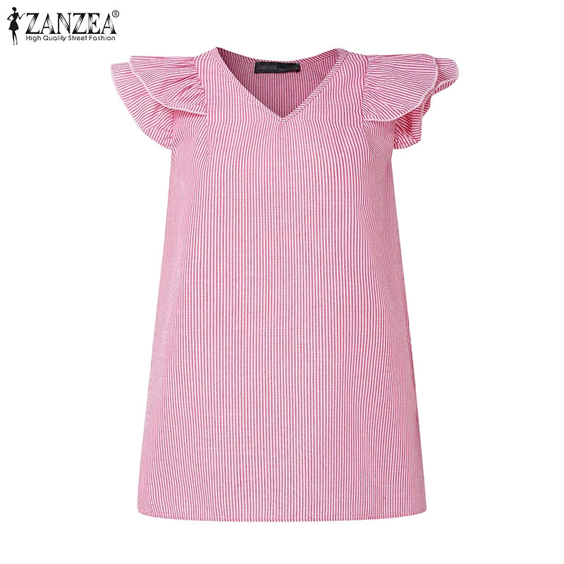 Women Striped Sleeveless V-Neck Top