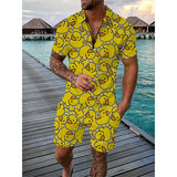 Men Cartoon Print Shorts Set