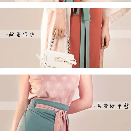 Song Dynasty Hanfu retro three piece outfit for women, featuring stylish pastel colors and elegant design.