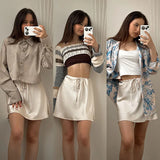 Women Satin Silk Mini Skirt