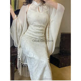 Women Qipao Two Piece Dress Set