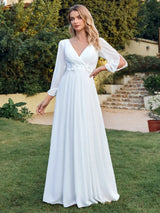 Women Elegant Evening Dress Long Sleeve A-Line Maxi