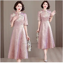 2025 Korean Hanbok Dress in floral design, elegant pink traditional dress for women, full-length suitable for special occasions.