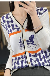 Women's Silk Print Wool Cardigan
