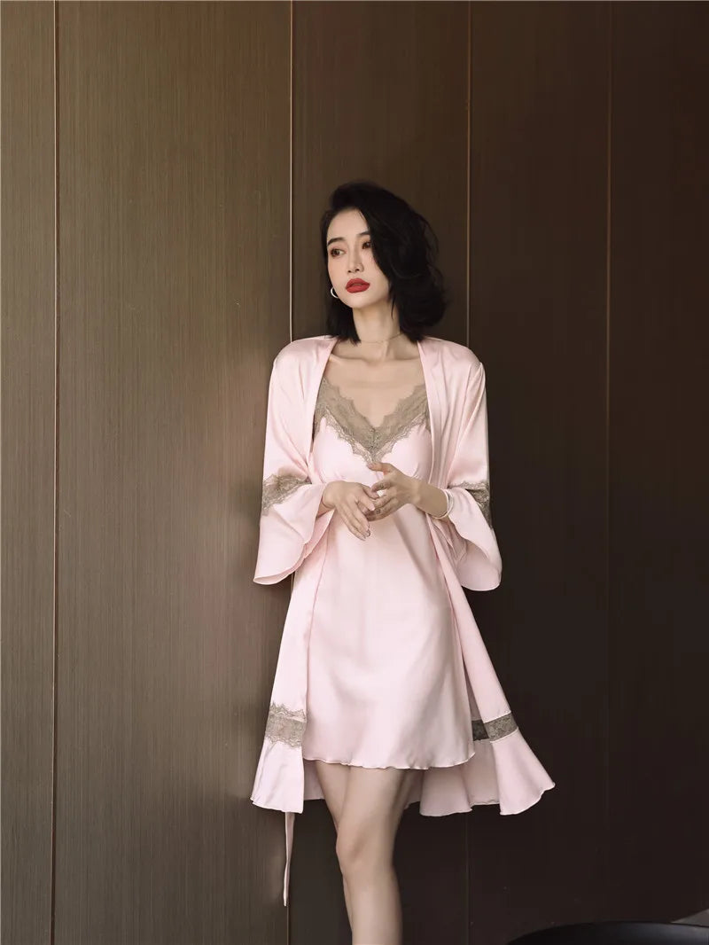 Women Ice Silk Nighty Pajamas