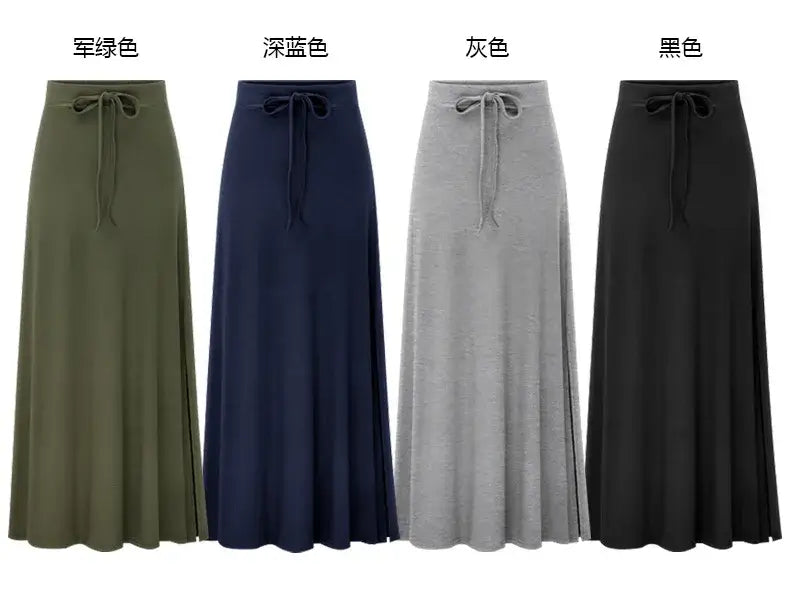 Women Knit Split Long A-Line Skirt