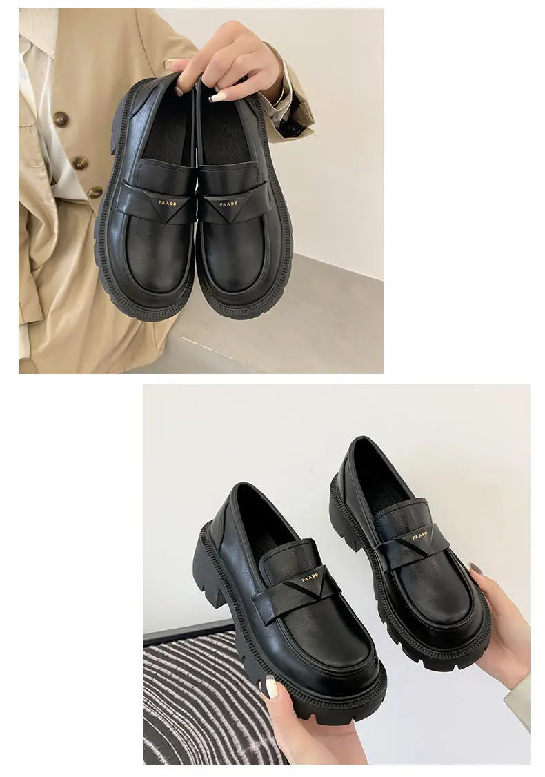 Women’s Office Black Loafers Low Heel Shoes
