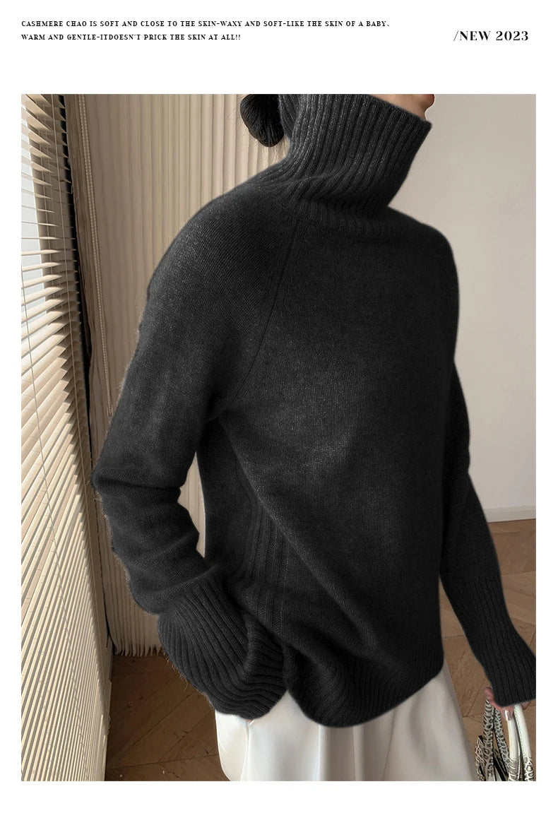 Women's Loose Turtleneck Cashmere Sweater