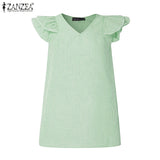 Women Striped Sleeveless V-Neck Top