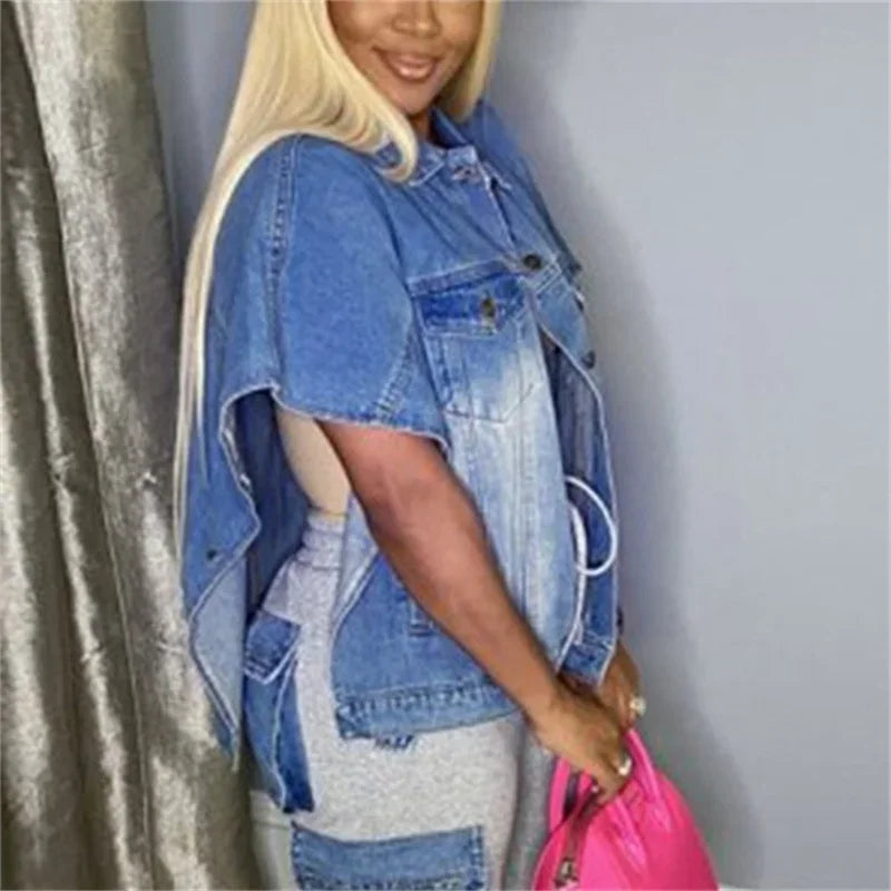 Women’s Sleeveless Vintage Denim Cardigan Coat