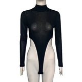 Sexy Black Mesh Bodysuit – See-Through Thong