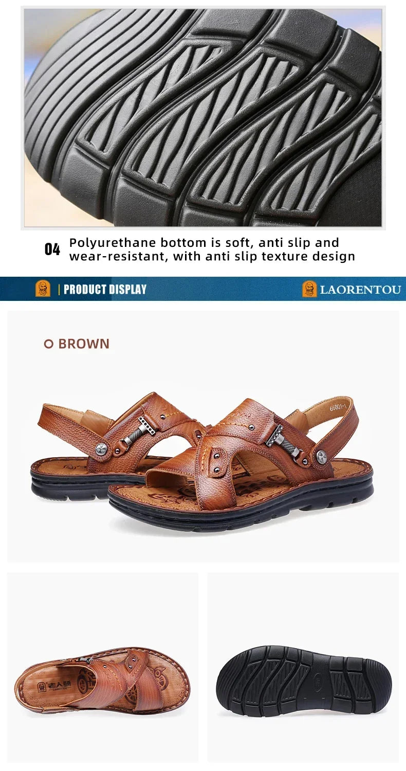 Men Leather Buckle Casual Sandals