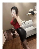 Women Faux Leather Mini Skirt