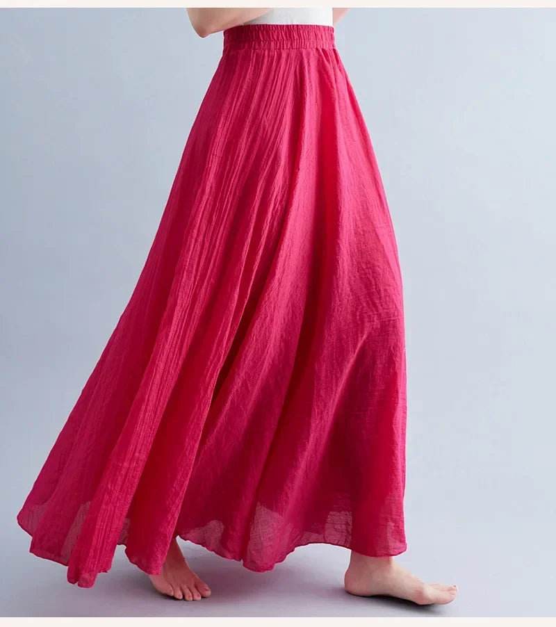 Women Linen Maxi Skirt