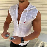 Men Check Hooded Sunblock Cardigan