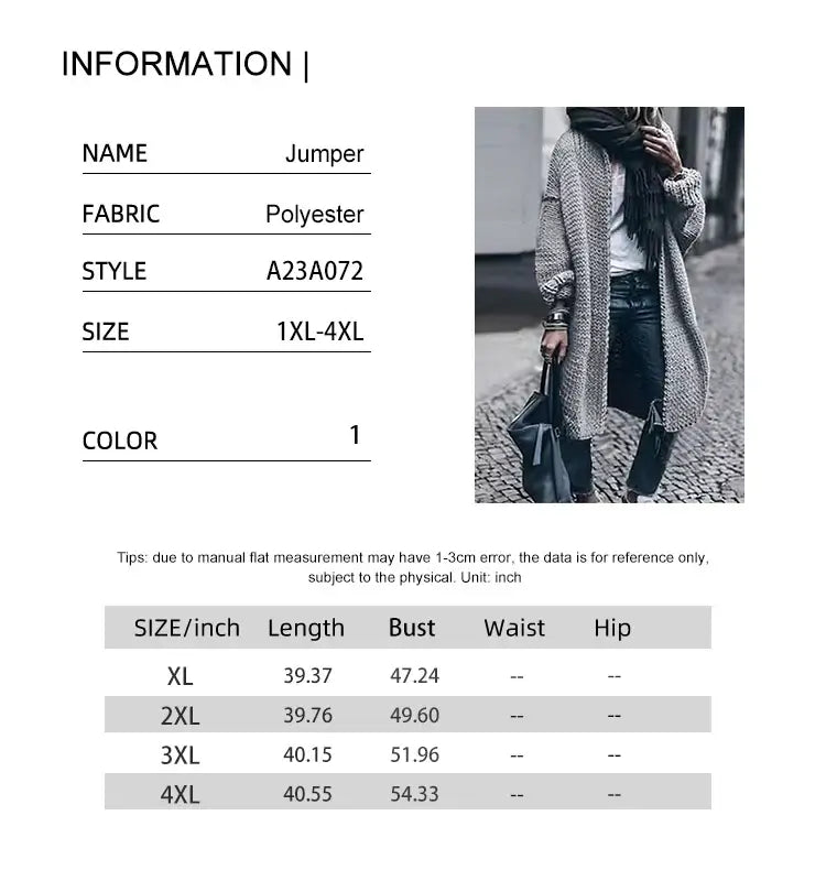 Women Plus Size Long Knit Sweater