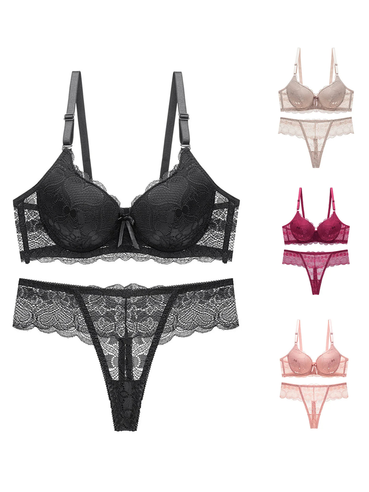 Women Floral Lace Garter Set