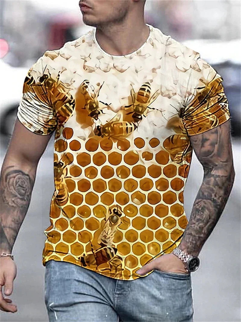 Men's Plus Size 3D Bee Print T-Shirt – Summer