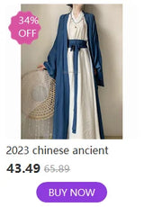 2023 Chinese ancient outfit on model, featuring blue robe and white dress, 34% off, priced at 43.49.