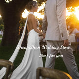 Women Mermaid Crepe Halter Wedding Dress Backless