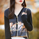 Women's Printed Stitching Wool Cardigan