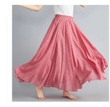 Women Cotton Linen Maxi Skirt