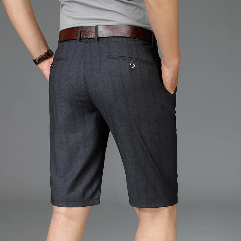 Men Striped Business Shorts